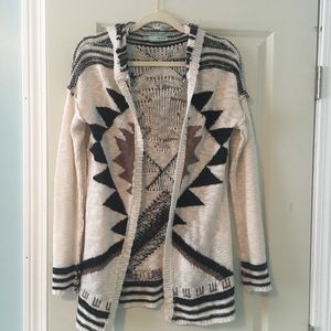 Hooded Aztec cardigan